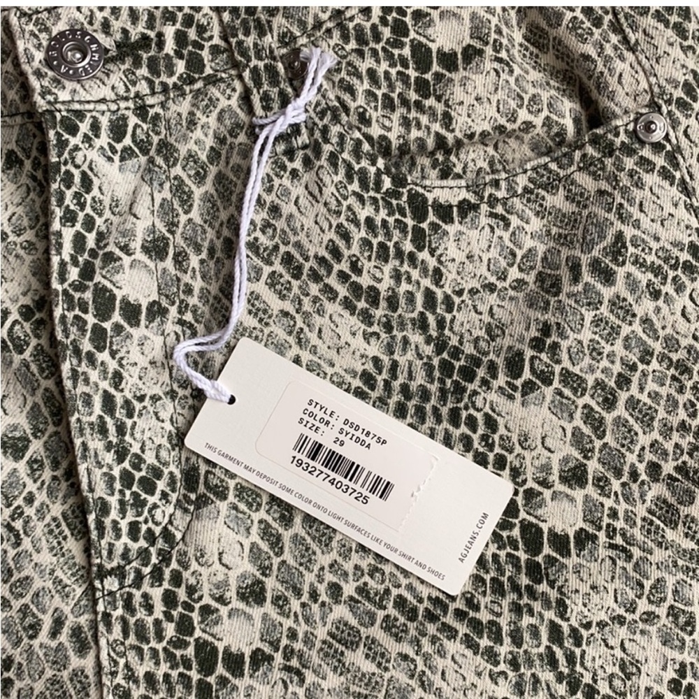 NWT AG Adriano Goldshmied Mari High Rise Straight Leg Jeans Snakeskin Size 29 - Picture 4 of 5